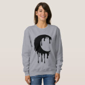 Gothic Witch Black Dripping Moon Silhouette Trui (Voorkant volledig)