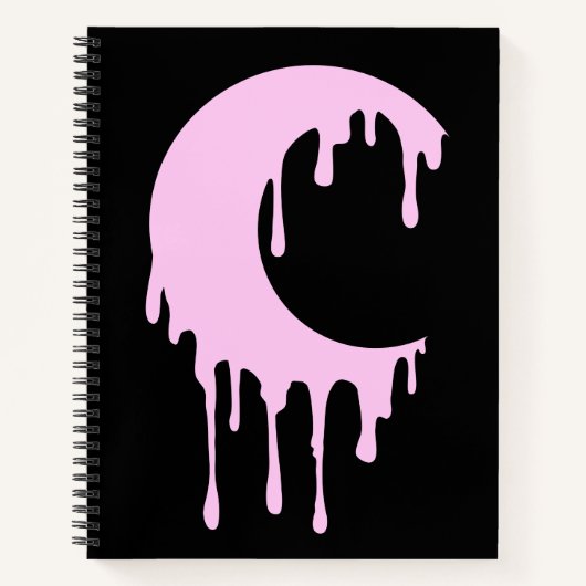 Gothic Witch Black Roze Dripping Moon Silhouette Notitieboek (Voorkant)