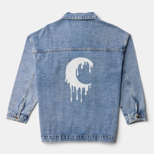 Gothic Witch Driving Moon Silhouette Denim Jacket (Achterkant)