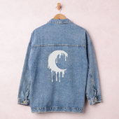 Gothic Witch Driving Moon Silhouette Denim Jacket (Hangar)