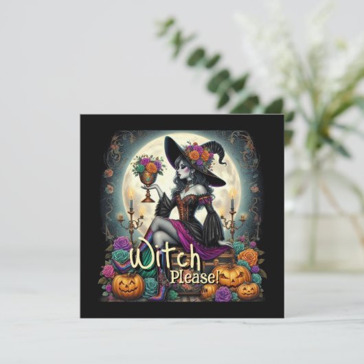 Gothic Witch Halloween Fantasy Art Grocery Bag (Staand voorkant)