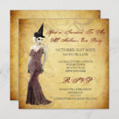 Gothic Witch Halloween Party Invitation Kaart (Voorkant / Achterkant)