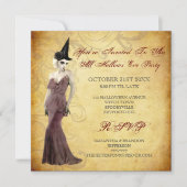 Gothic Witch Halloween Party Invitation Kaart (Voorkant)
