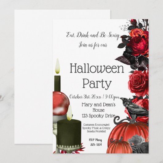 Gothic, Witch Halloween Uitnodiging (Voorkant / Achterkant)