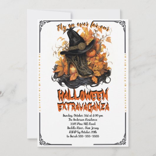 Gothic Witch Laarzen Halloween Kaart (Voorkant)