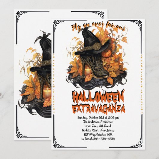 Gothic Witch Laarzen Halloween Kaart (Voorkant / Achterkant)