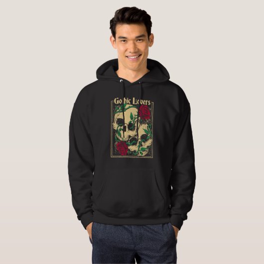 Gothic  Witch Pagan Wiccan Wicca Roses & Skulls Hoodie (Voorkant volledig)