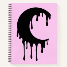 Gothic Witch Pink Black Dripping Moon Silhouette
