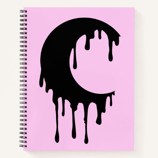 Gothic Witch Pink Black Dripping Moon Silhouette Notitieboek (Voorkant)