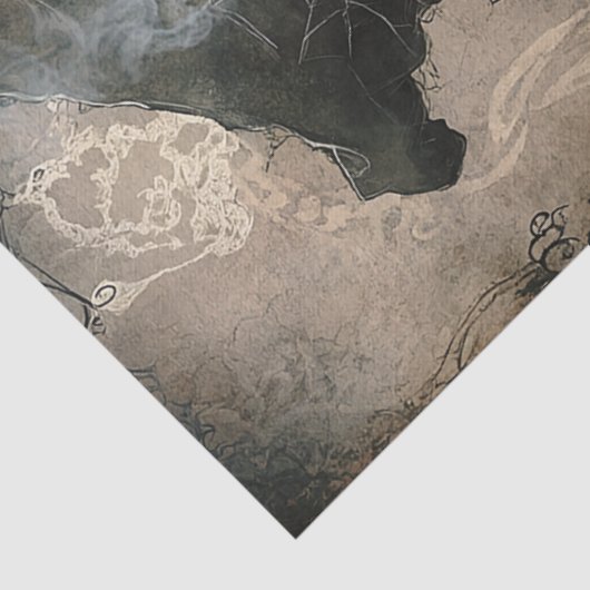 Gothic Witch Smoking Cigar Halloween Decoupage Tissuepapier (Detail)