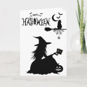 Gothic Witch Tarot Schattigee Cat Halloween Foto Kaart (Voorkant)