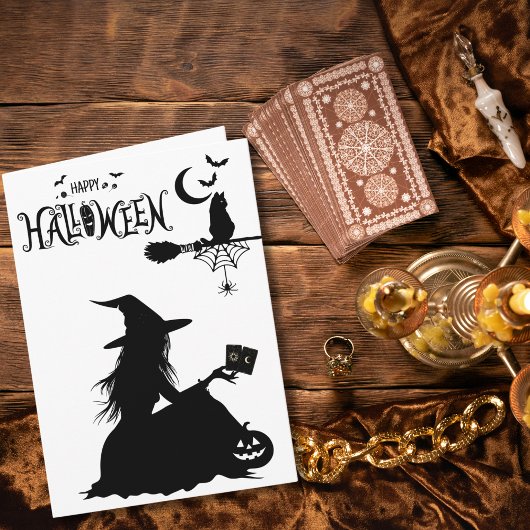 Gothic Witch Tarot Schattigee Cat Halloween Foto Kaart
