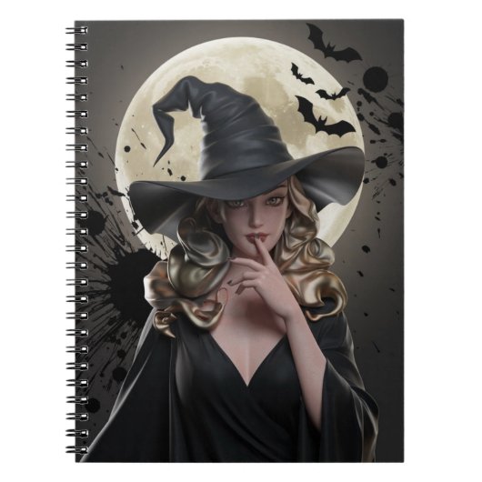 Gothic Witch Volle Maan Notitieboek (Voorkant)