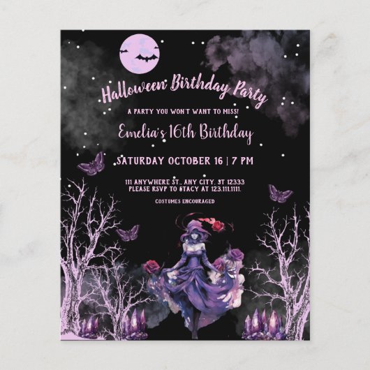 Gothic Witch zestien 16e Halloween Verjaardagsfees (Voorkant)