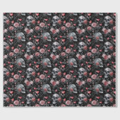 Gothic Witchcraft Skulls met Rozen Cadeaupapier (Vlak)