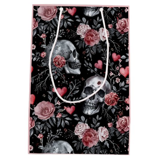 Gothic Witchcraft Skulls met Rozen Medium Cadeauzakje (Achterkant)