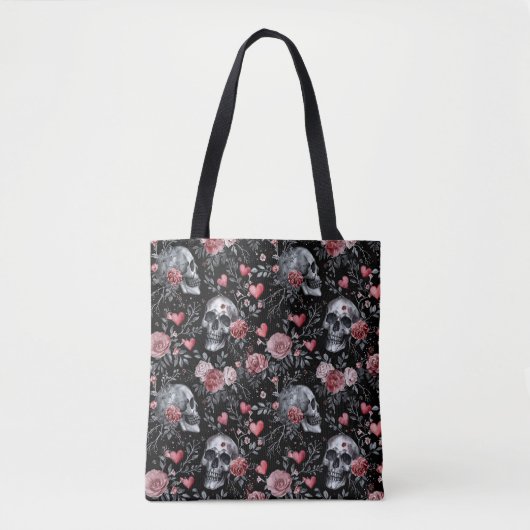 Gothic Witchcraft Skulls met Rozen Tote Bag (Voorkant)