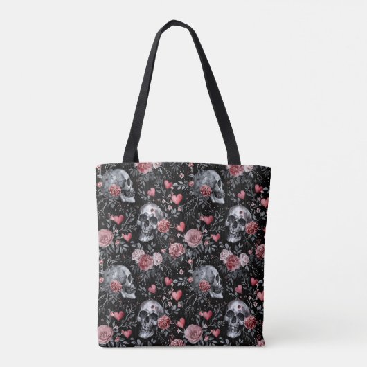 Gothic Witchcraft Skulls met Rozen Tote Bag (Achterkant)