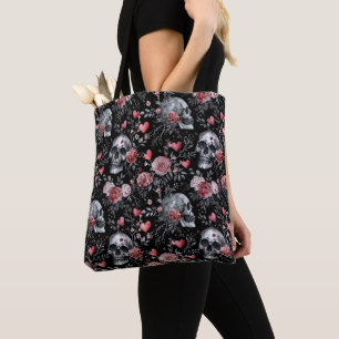 Gothic Witchcraft Skulls met Rozen Tote Bag