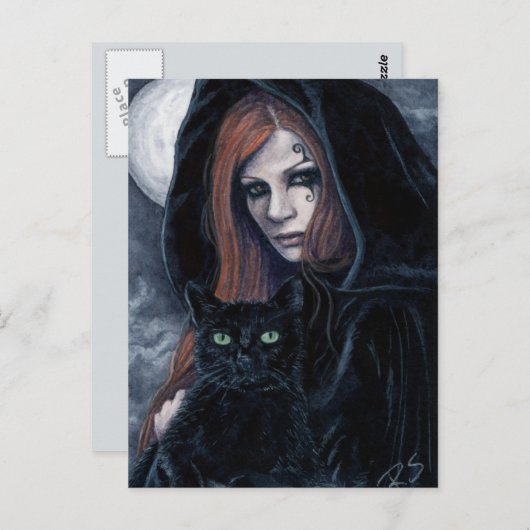 Gothic Witching Hour Cat Briefkaart (Voorkant / Achterkant)