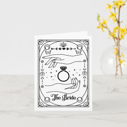 Gothic Witchy Bride Coven Tarot Halloween Bachelor Kaart (Gele Bloem)