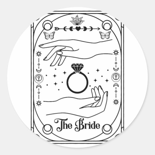 Gothic Witchy Bride Coven Tarot Halloween Bachelor Ronde Sticker (Voorkant)