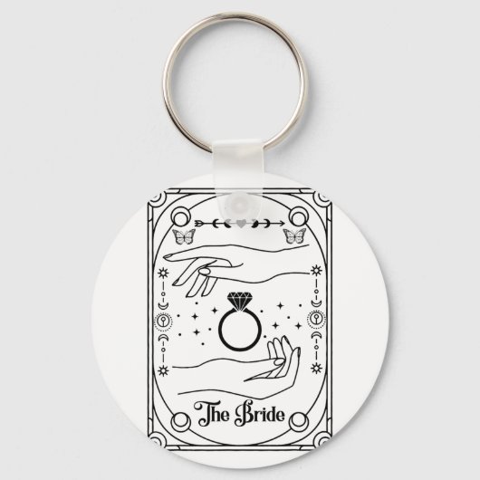 Gothic Witchy Bride Coven Tarot Halloween Bachelor Sleutelhanger (Voorkant)