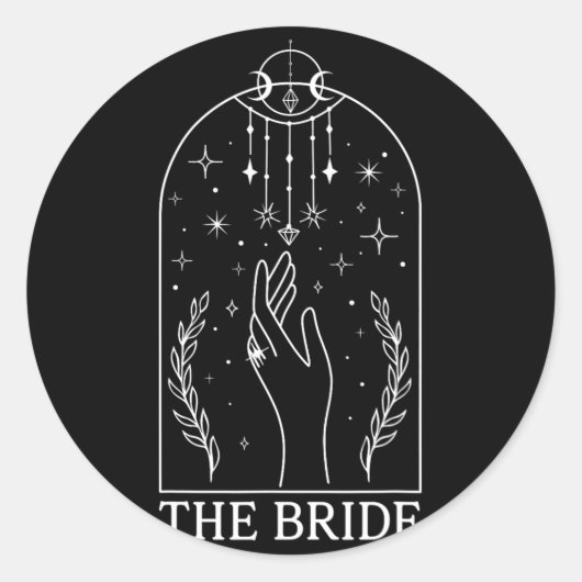 Gothic Witchy Bride Coven Tarot Matching Bachelore Ronde Sticker (Voorkant)