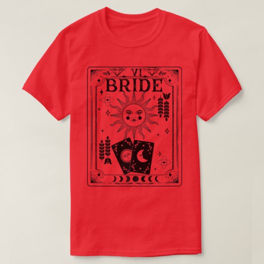 Gothic Witchy Coven, Tarot Celestial Bachelorette T-shirt (Design voorkant)