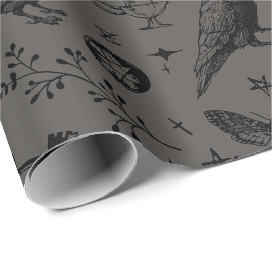 Gothic Witchy Raven Wrapping Paper Cadeaupapier (Rol Hoek)