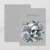 Gothic Witte Schedel Kroon van Rozen Dank Je Bedankkaart (Voorkant / Achterkant)