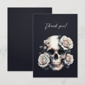 Gothic Witte Schedel Kroon van Rozen Dank Je Bedankkaart (Voorkant / Achterkant)