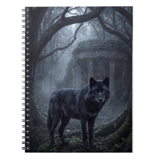 Gothic Wolf Donkere Bos Kunstprint Notitieboek (Voorkant)