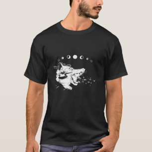 Gothic Wolf met moonfasen, hekwerk T-shirt