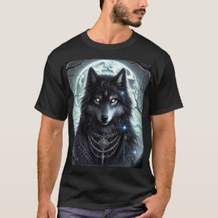 Gothic Wolf   volle maan   Dark Fantasy T-shirt