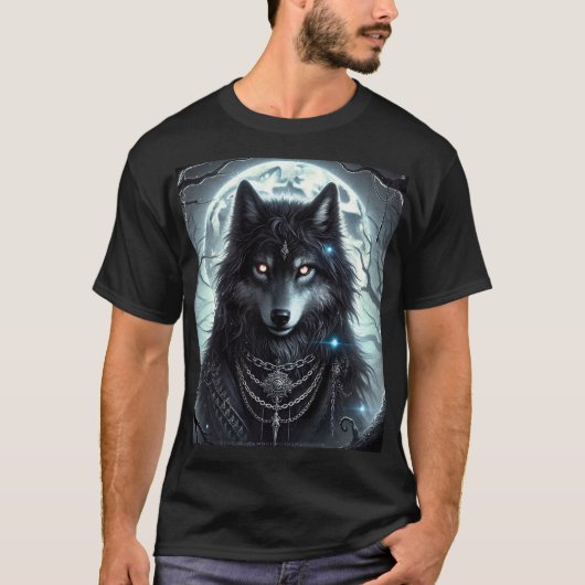 Gothic Wolf | volle maan | Dark Fantasy T-shirt (Voorkant)