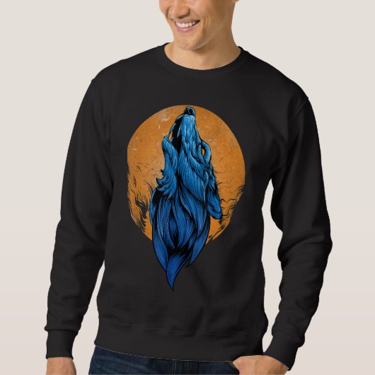 Gothic Wolve Howling bij de Moon Halloween Gothic Trui (Voorkant)