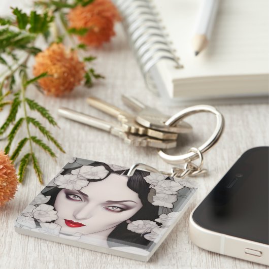 Gothic Woman AI Generated Art Sleutelhanger (Voorkant Rechts)