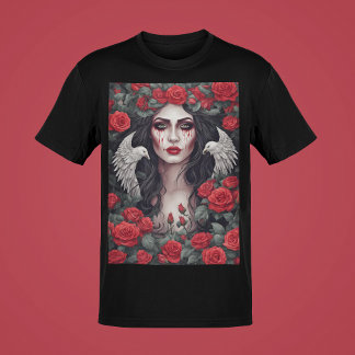 Gothic Woman Evil Darkness Roos doordringt bloedtr T-shirt