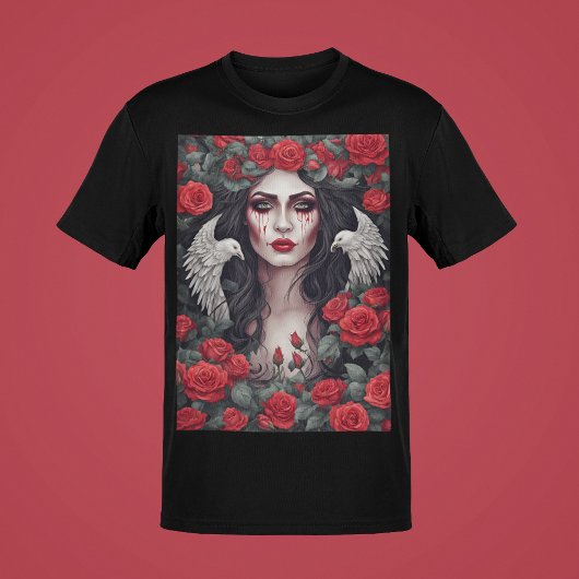Gothic Woman Evil Darkness Roos doordringt bloedtr T-shirt