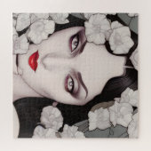 Gothic Woman Florals AI Generated Art Legpuzzel (Horizontaal)