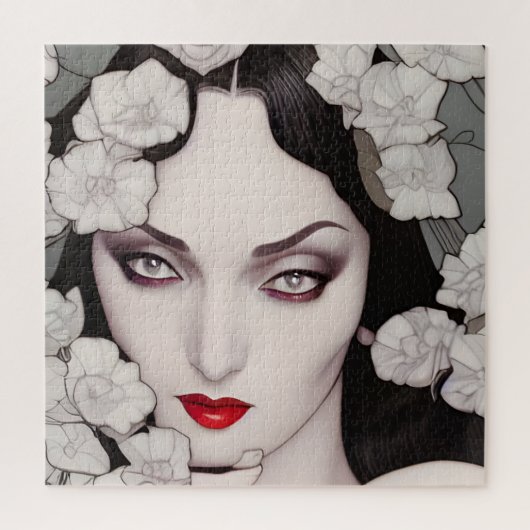 Gothic Woman Florals AI Generated Art Legpuzzel (Verticaal)