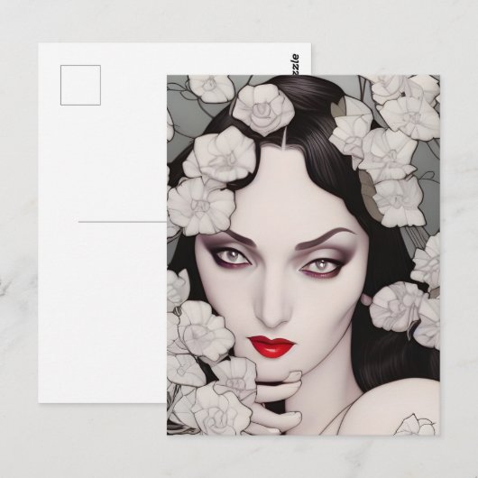 Gothic Woman Florals Briefkaart (Voorkant / Achterkant)