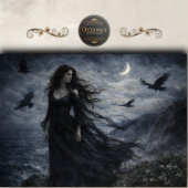 Gothic Woman Ravens Moonlit Ocean Scene Decoupage Tissuepapier