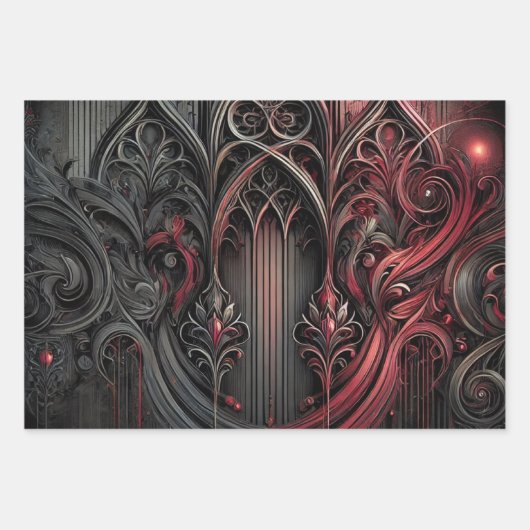 Gothic Wrapping Paper Flat Sheet - Set van 3 (Voorkant 2)