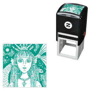 GOTHIC ZEEMEERMIN, ZWART ZEE SIREN FANTASY WHIMSY,  ZELFINKTENDE STEMPEL