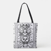 GOTHIC ZIE GEEN EVIL, CEMETERY SKELETON CANVAS TAS (Achterkant)