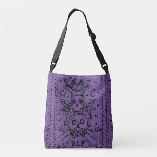 GOTHIC ZIE GEEN EVIL, CEMETERY SKELETON CROSSBODY TAS (Achterkant)