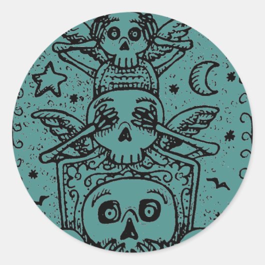 GOTHIC ZIE GEEN EVIL, CEMETERY SKELETON STICKERS (Voorkant)