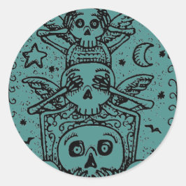 GOTHIC ZIE GEEN EVIL, CEMETERY SKELETON STICKERS